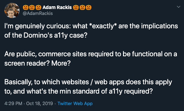 Adam Rackis asks for help regarding Domino accessibility case